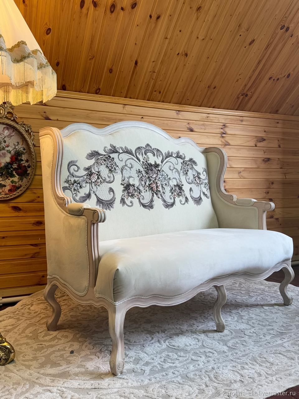 Диван двухместный новый, Английский стиль, Дерево бук