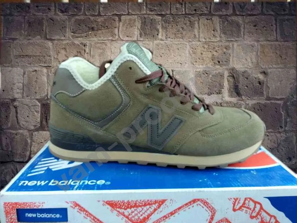 Кроссовки NB 574 (ЗЕЛЕН, НУБУК, ЗИМНИЕ) MRH574TA