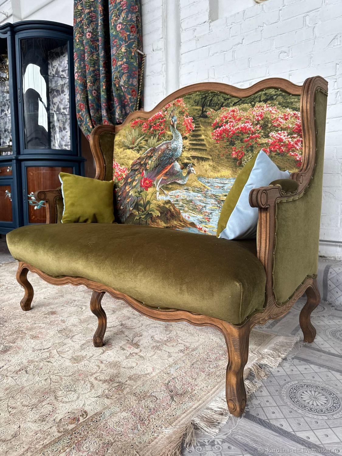 Диван двухместный новый, Английский стиль, Дерево бук