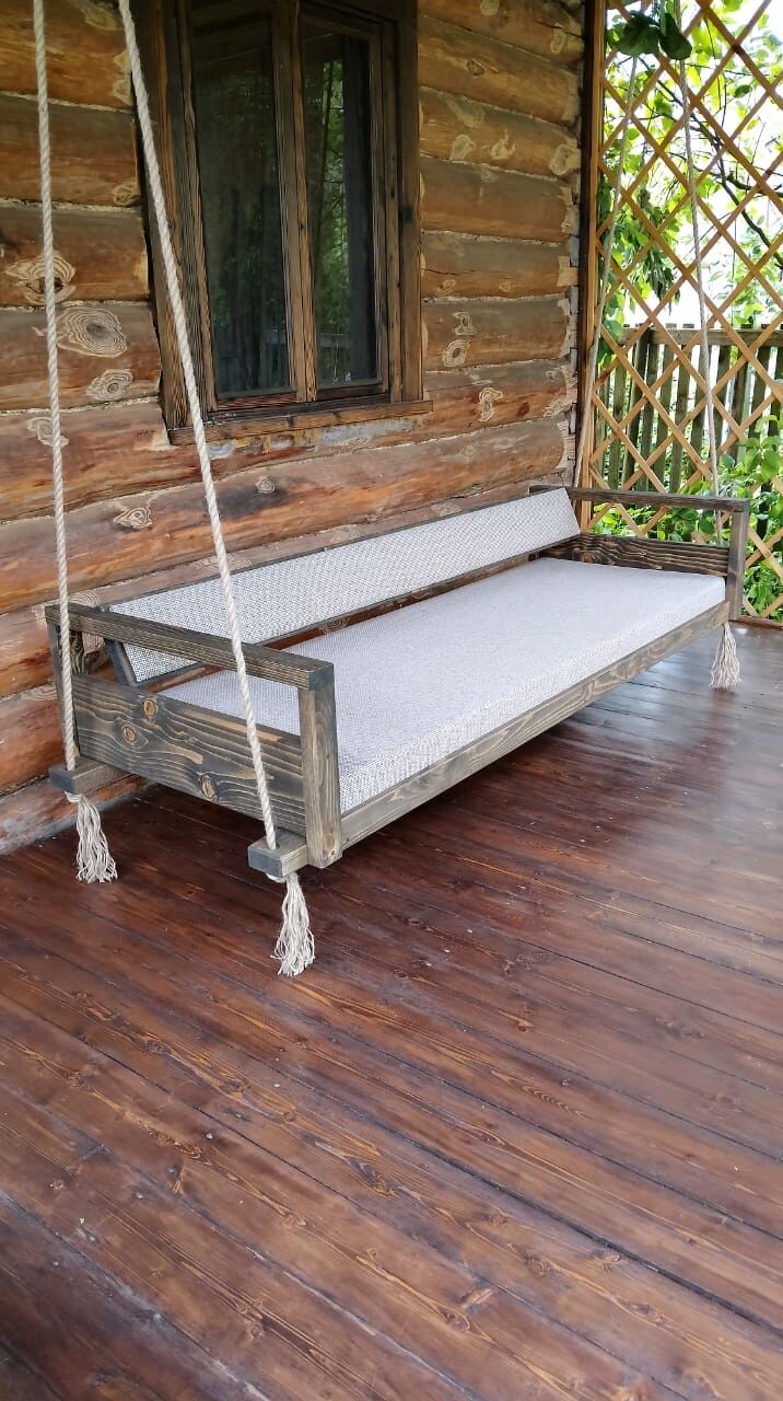 Диван подвесной / деревянные качели-диван / уличная мебель