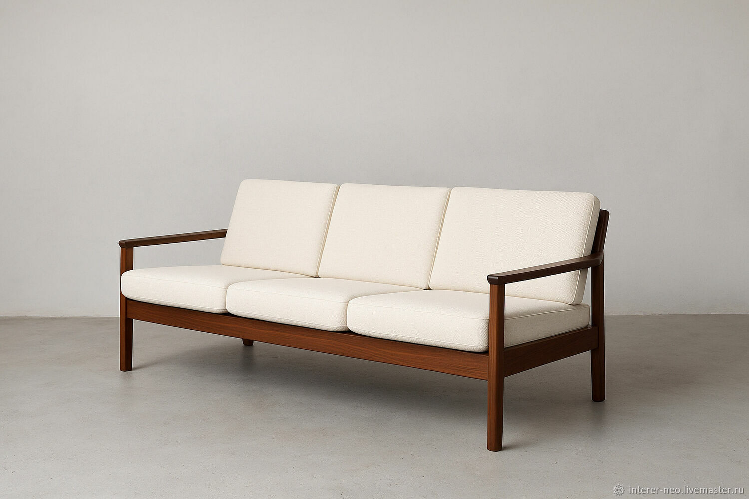 Диван из массива с текстильной обивкой | Минимализм | Ручная работа