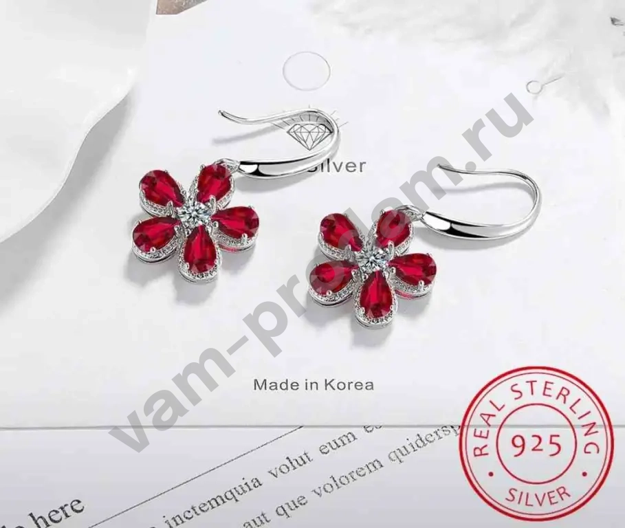 Серьги с кристаллами из серебра