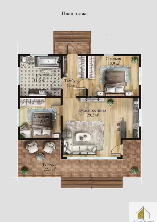 Каркасный дом 130 м³ К