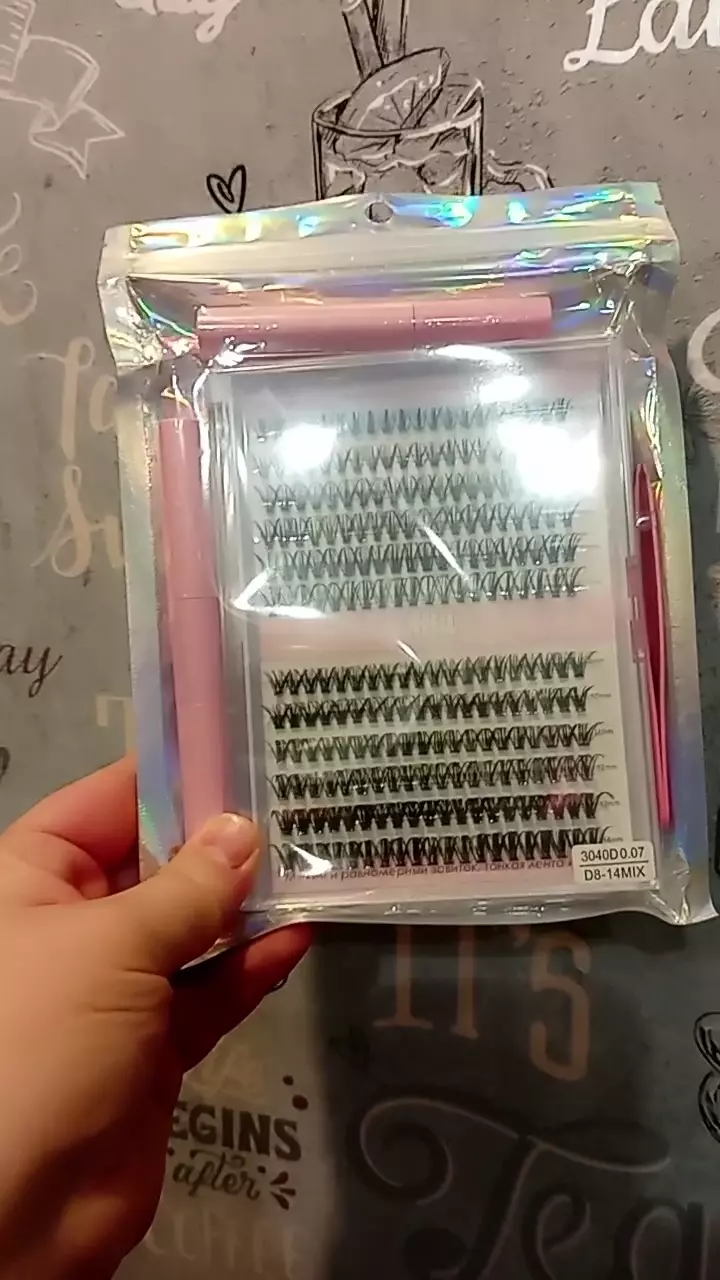 Накладные ресницы 6в1 Изгиб D 240 пучков