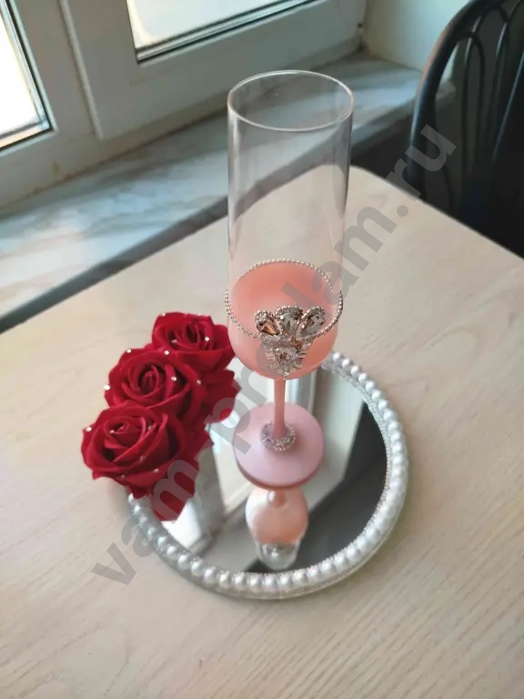 Свадебные бокалы,свадебный поднос для колец