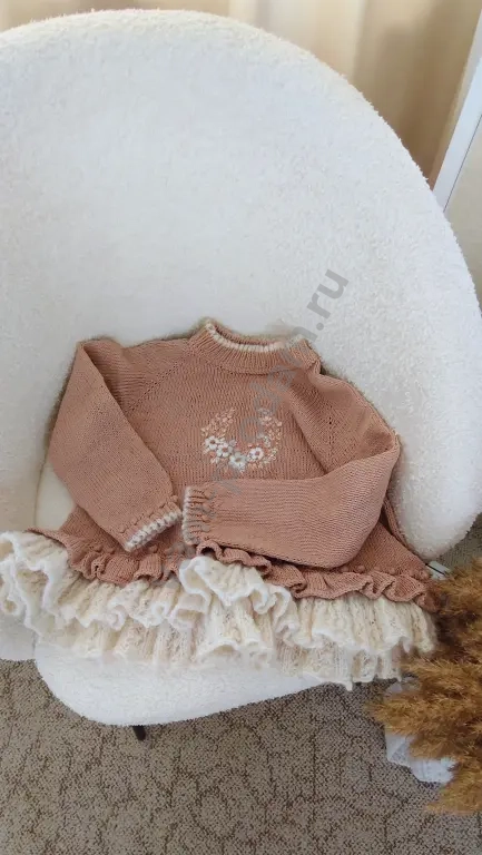 Туника ручной работы с вышивкой и мохером (рост 110)