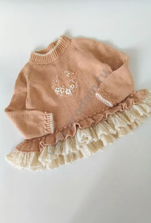 Туника ручной работы с вышивкой и мохером (рост 110)