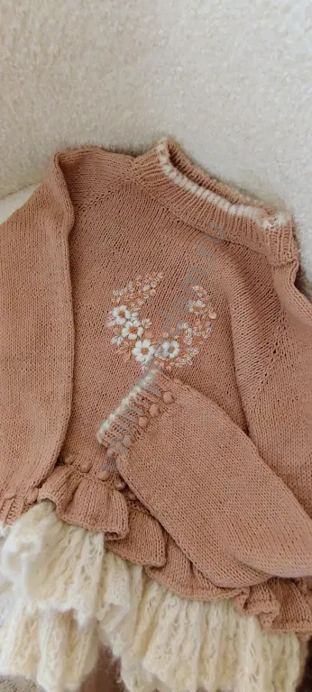 Туника ручной работы с вышивкой и мохером (рост 110)