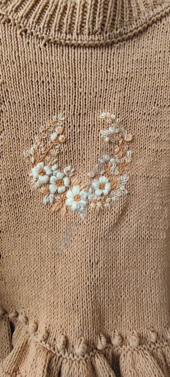 Туника ручной работы с вышивкой и мохером (рост 110)