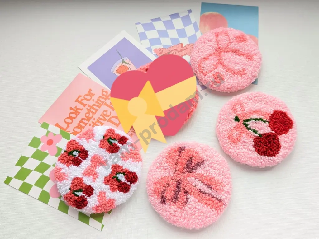 Подставки «Бантики», ковровая вышивка, ручная работа