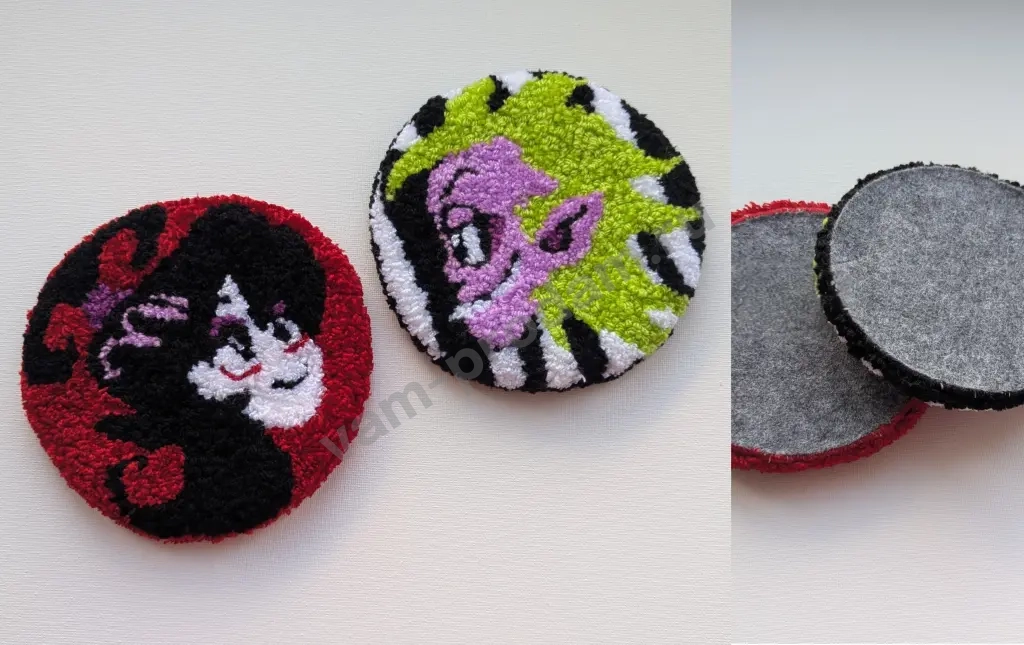 Набор подставок «Битлджус», ковровая вышивка, ручная работа