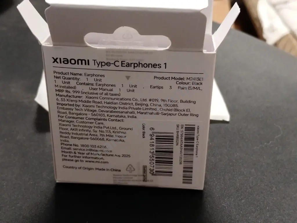 Наушники Type-c от xiaomi (черные)