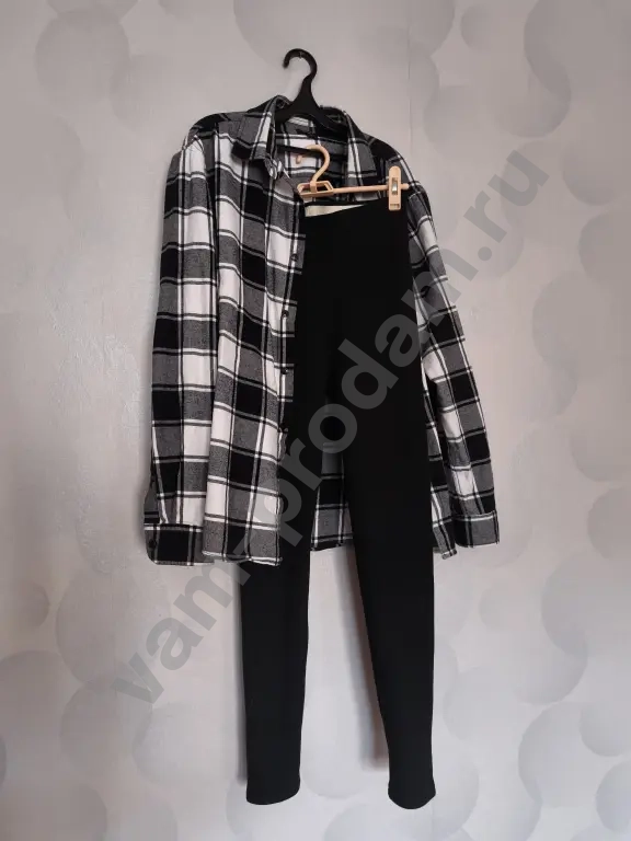 Лосины тёплые в рубчик + рубашка