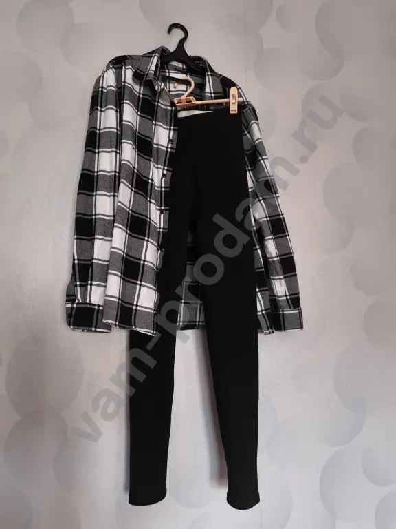 Лосины тёплые в рубчик + рубашка