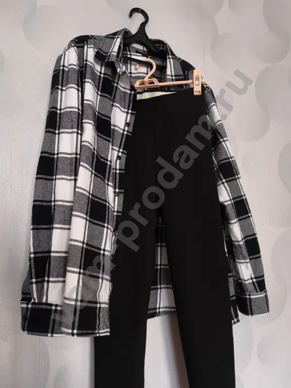 Лосины тёплые в рубчик + рубашка