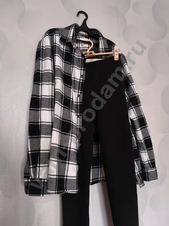 Лосины тёплые в рубчик + рубашка