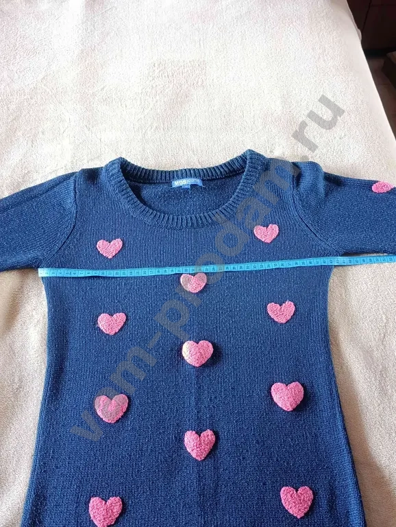 Женский свитер mdsjeans с розовыми сердечками,44 р