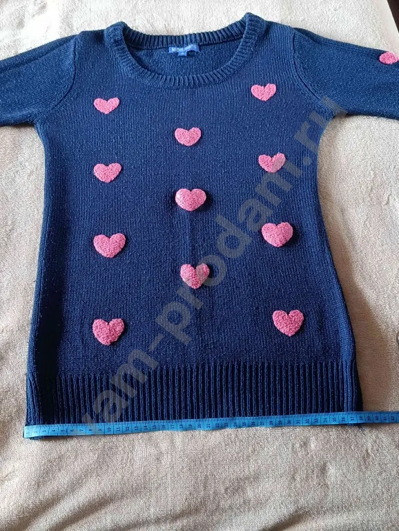 Женский свитер mdsjeans с розовыми сердечками,44 р