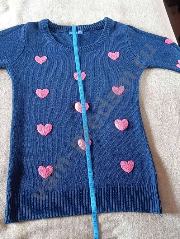 Женский свитер mdsjeans с розовыми сердечками,44 р