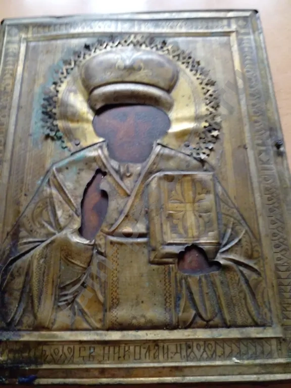 Икона старинная родовая Николай Угодник