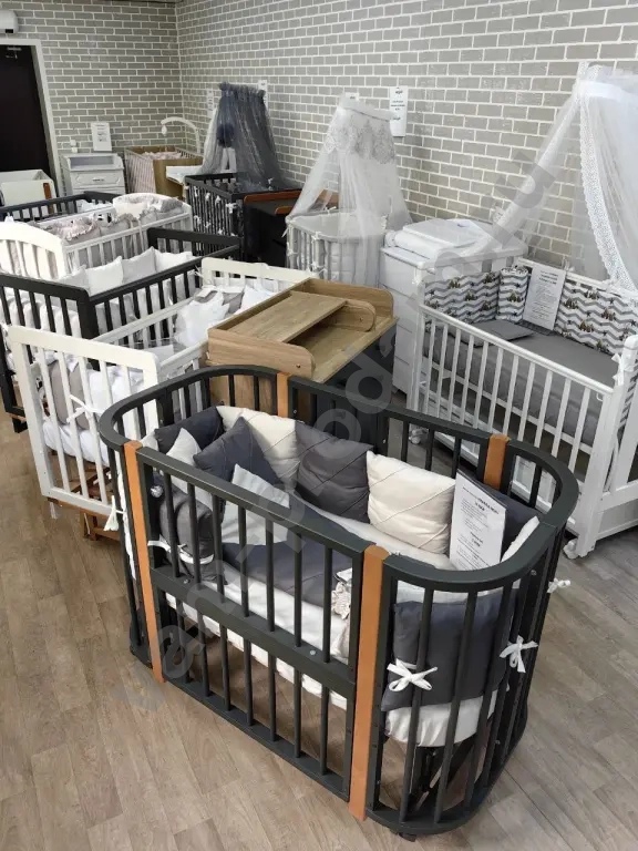 Детская кроватка трансформер графит