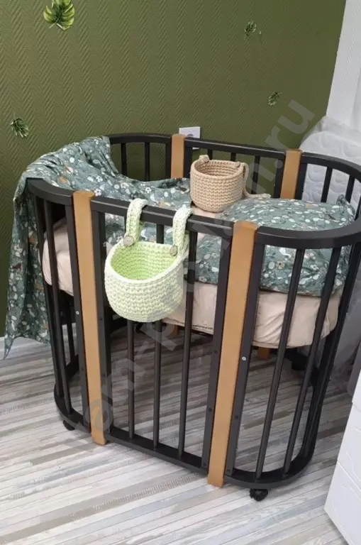 Детская кроватка трансформер графит