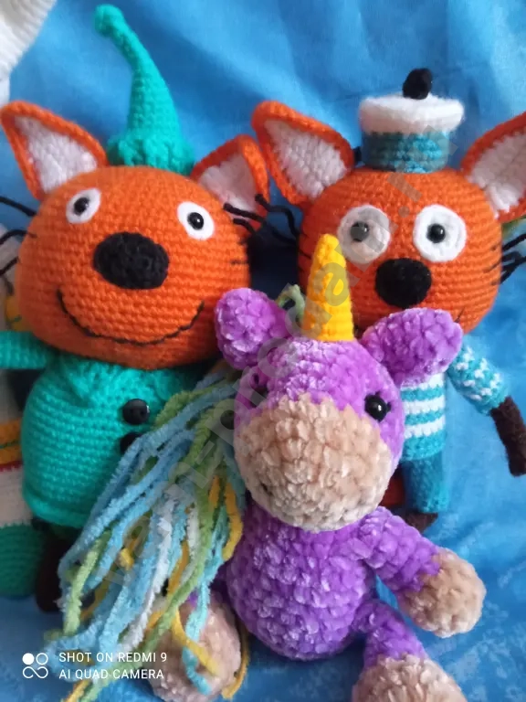 Вязаные игрушки ручной работы, мультяшки и другие