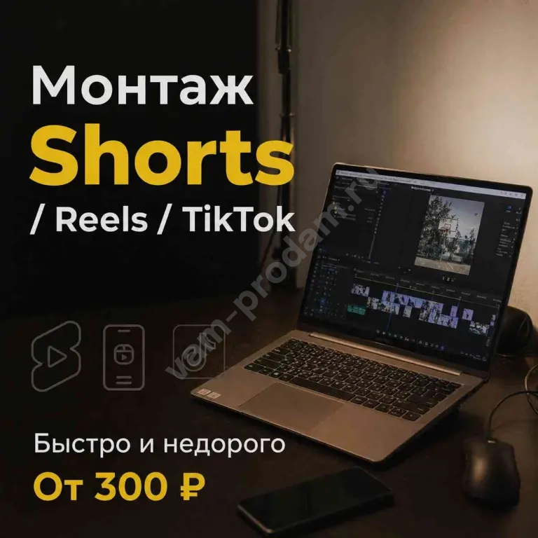 Видеомонтаж Shorts / Tik Tok / Reels за 24 часа