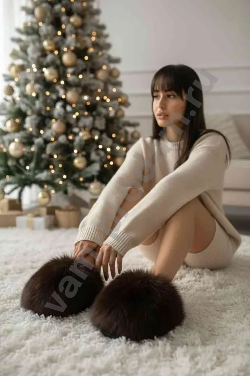 меховые тапочки пушистики