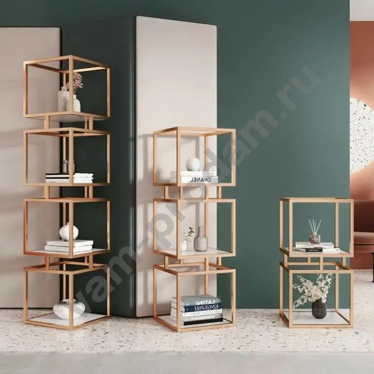 Стеллаж металлический золотой