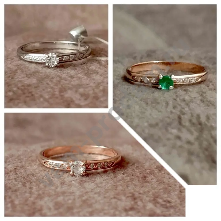 Серебряное кольцо с фианитом, изумрудом