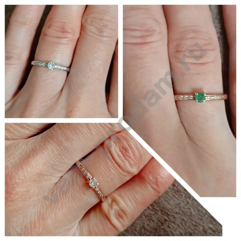 Серебряное кольцо с фианитом, изумрудом