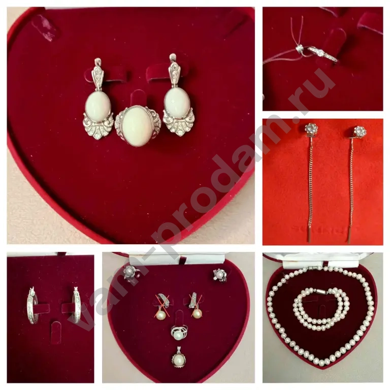 Серебряные украшения с жемчугом и фианитами