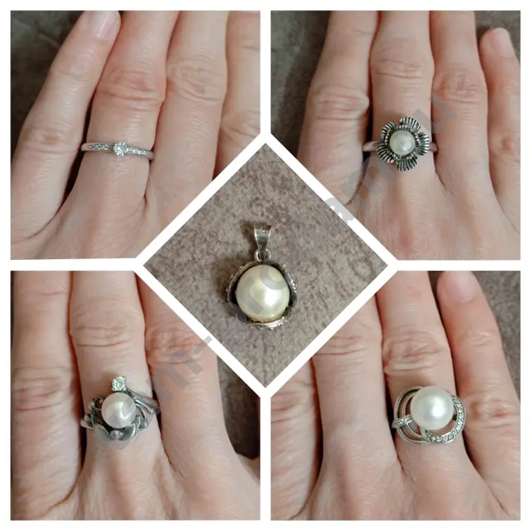 Серебряные украшения с жемчугом и фианитами