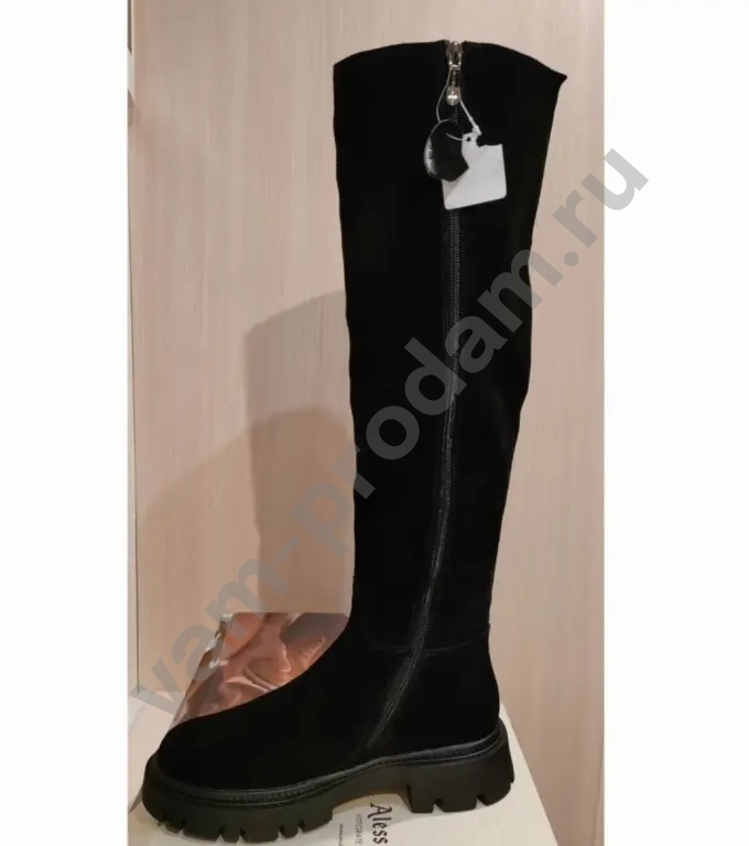 Ботфорты женские зимние замшевые чёрные новые размер 40 с примеркой или отправка в любой регион