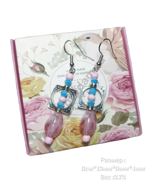 Серьги '' Розовые грёзы'', ручная работа, новые