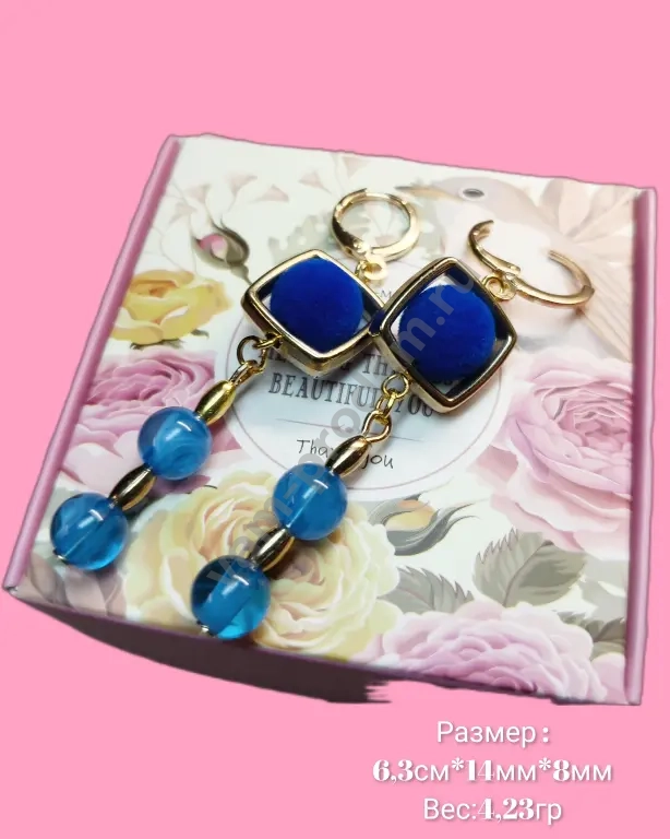 Серьги '' Стиль в синих тонах'' , ручная работа, новые