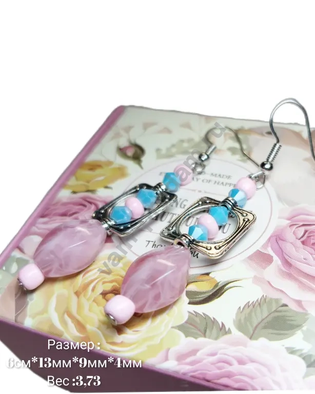 Серьги '' Розовые грёзы'', ручная работа, новые