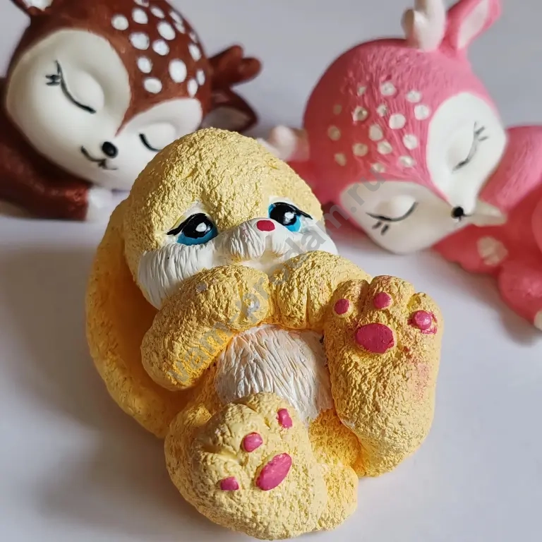 Фигурки из гипса, оленёнок, зайчик, медведь