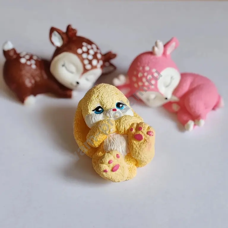 Фигурки из гипса, оленёнок, зайчик, медведь