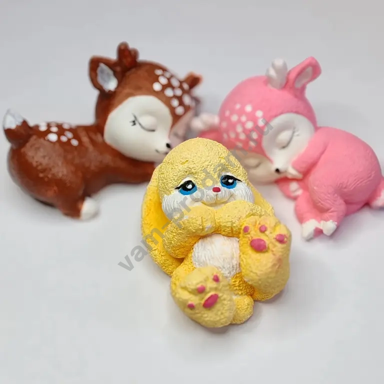 Фигурки из гипса, оленёнок, зайчик, медведь
