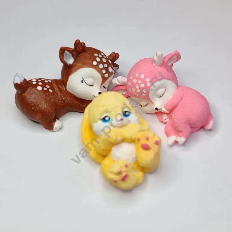 Фигурки из гипса, оленёнок, зайчик, медведь