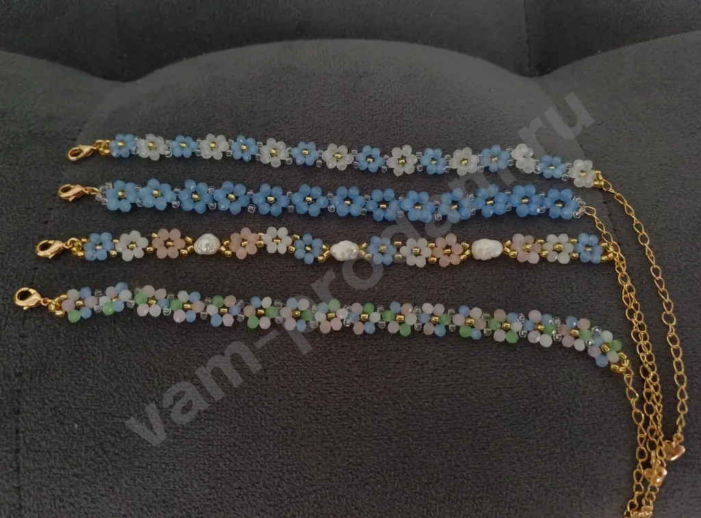 Комплект украшений, браслет и серьги, ручная работа