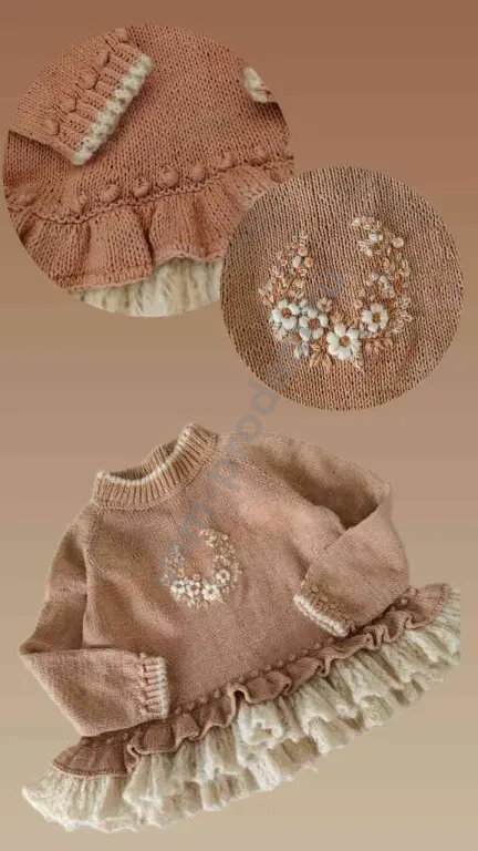 Туника ручной работы с вышивкой и мохером (рост 110)