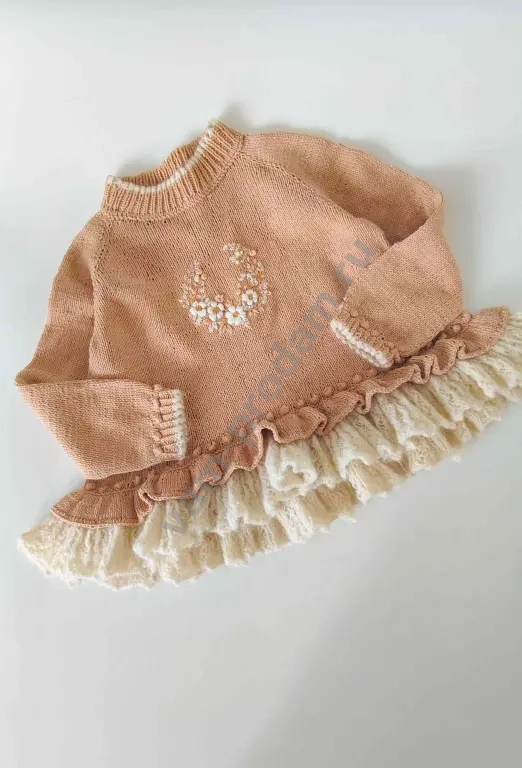 Туника ручной работы с вышивкой и мохером (рост 110)