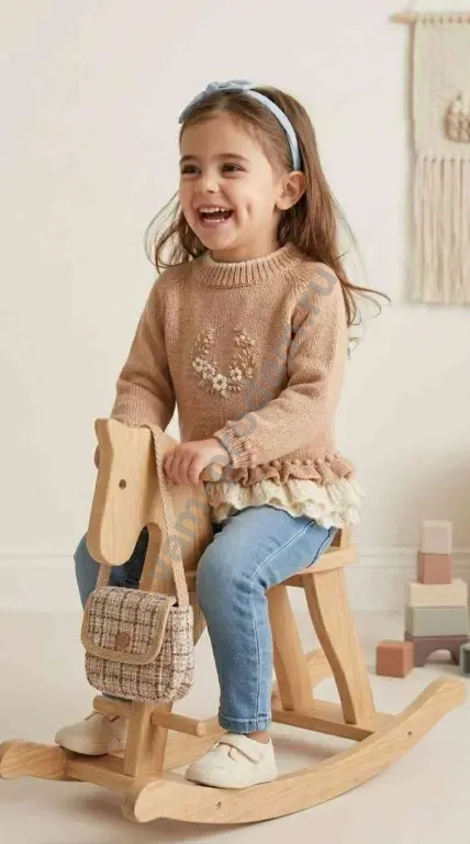 Туника ручной работы с вышивкой и мохером (рост 110)