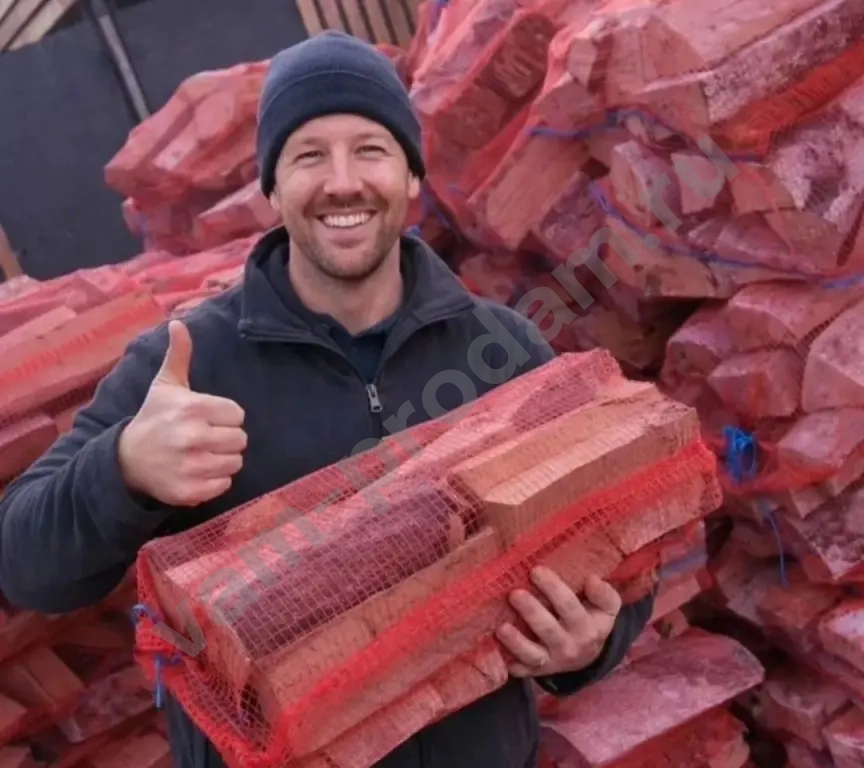 Дрова в сетках вязанки березовые колотые