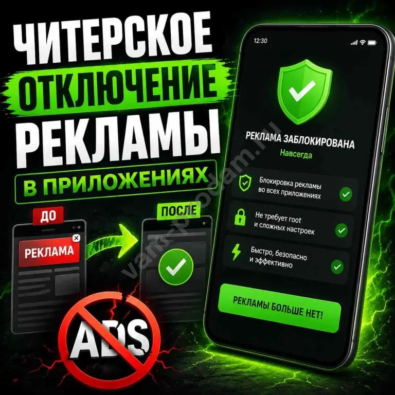 Читерское отключение рекламы в приложениях НАВСЕГДА