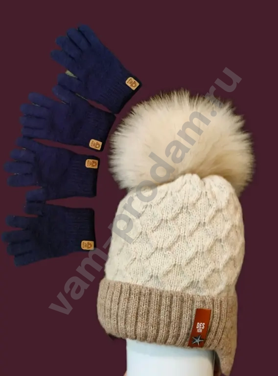 Шапка + перчатки, зима, на 3-5 лет